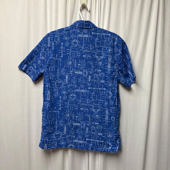 Disney Parks Star Wars Blueprint Short Sleeve Shirt Mens Size Medium Darth Vader - Picture 3 of 6